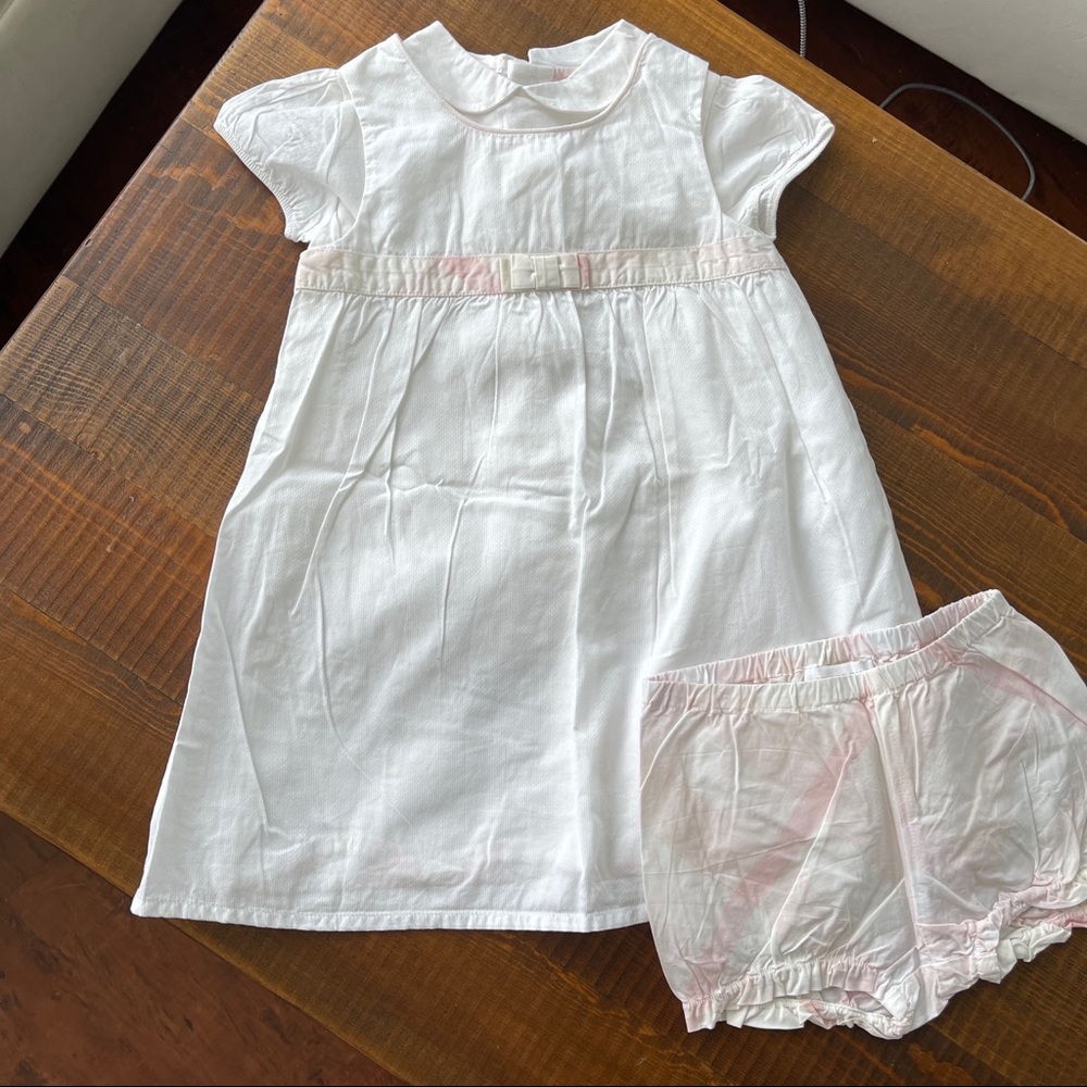 Dress + pants + top 12/18 months white pink Burberry